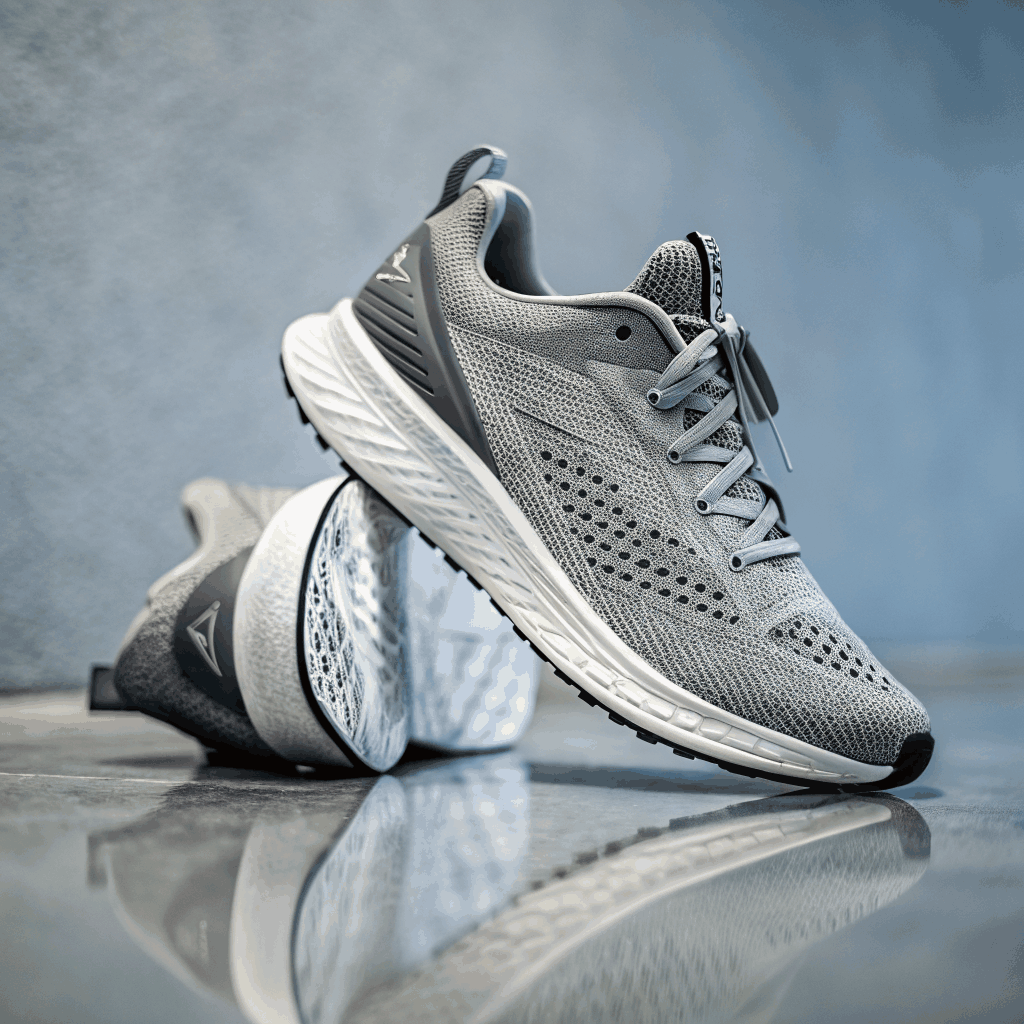 Close up of performance running shoes