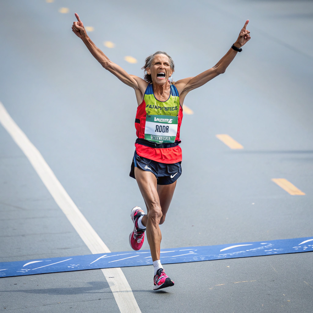 Member crossing the finish line at a race
