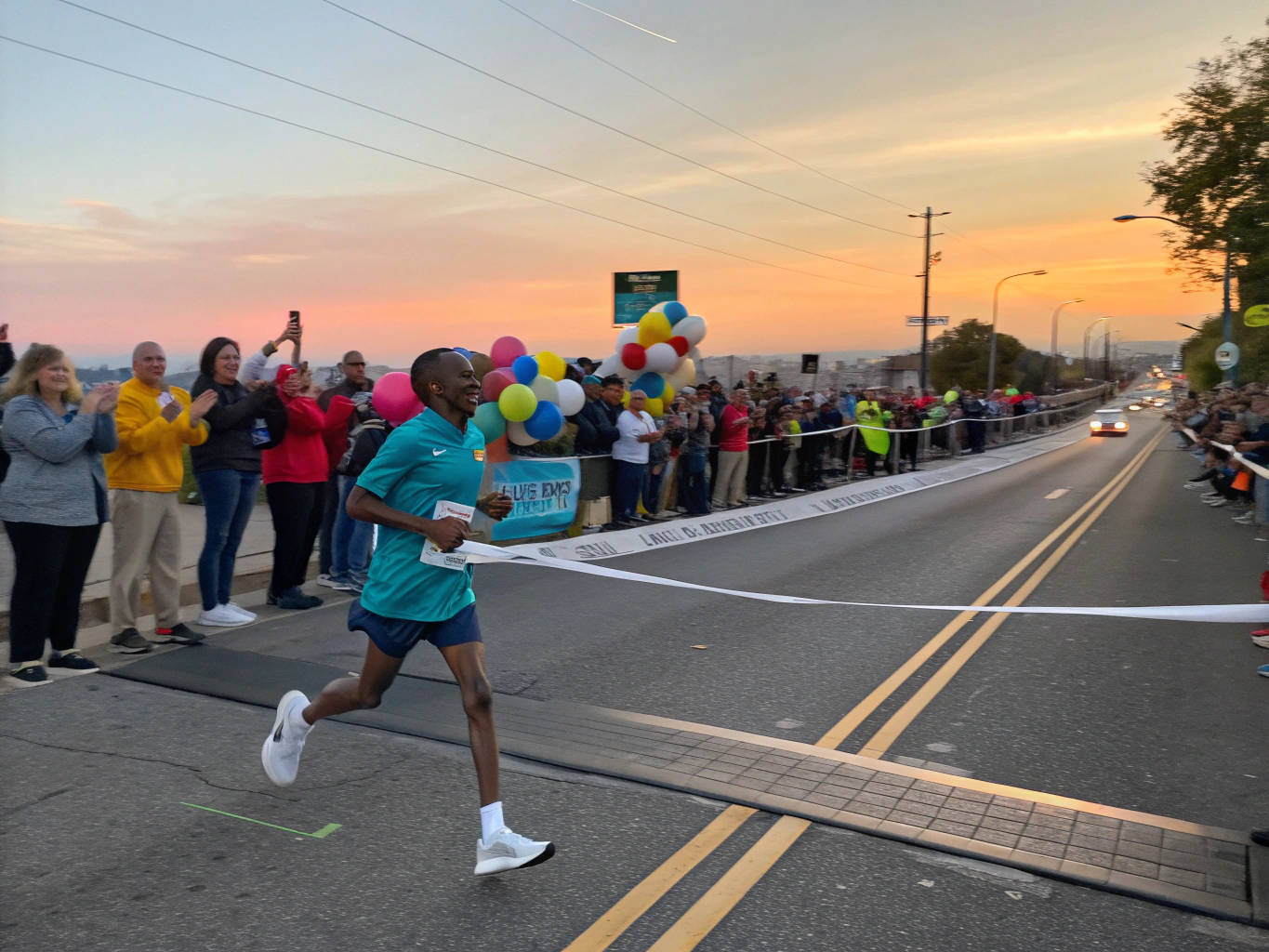 Runners crossing the finish line at a local race